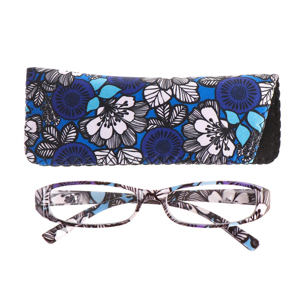 Stylish Women Print Flower Reading Eyeglasses with Eyeglasses Bag Ultra-lightweight PC Frame Prescription Eyeglasses Vision Care +1.00~+4.00