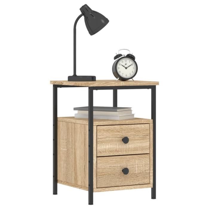 VidaXL Tables de chevet 2pcs chêne sonoma 34x35,5x50cm bois ingénierie 826016