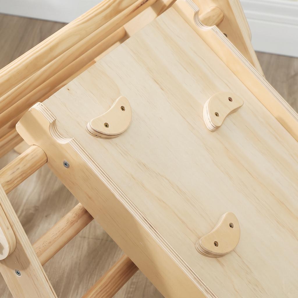 Kids' Wooden Climbing Set with Triangle Ladder and Two-Sided Ramp, for Children Aged 18-48 Months