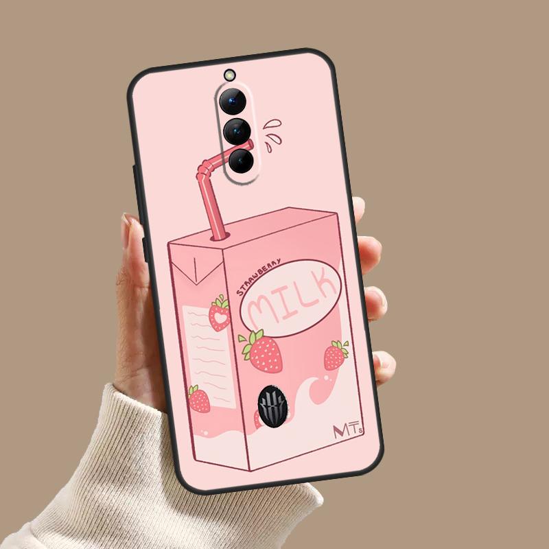 Cute Strawberry Milk Box Case For ZTE Nubia Red Magic 10S 9S 8S 8 9 10 11 Pro Plus 6 7 6S 7S Pro 5G 6R 10 Air Cover