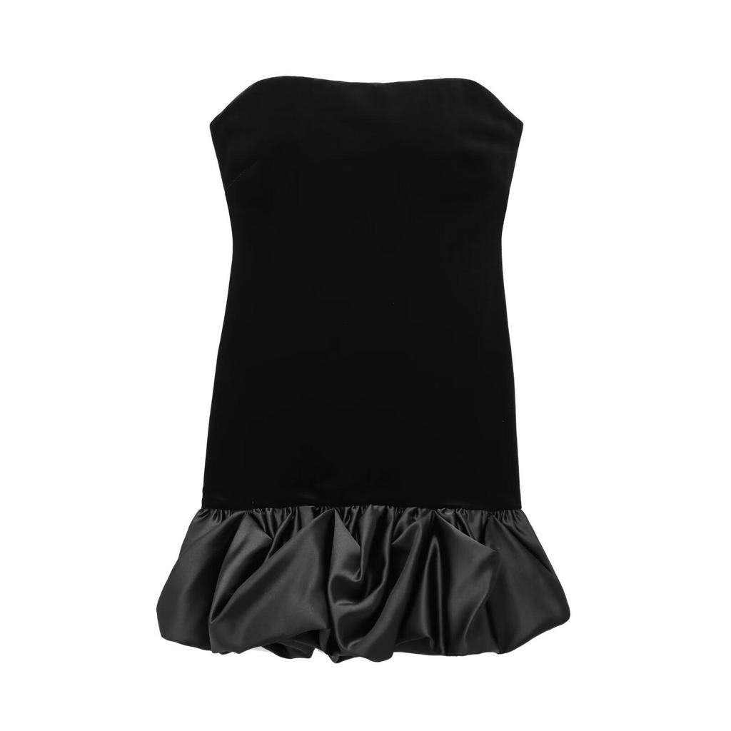 2024 Winter European & American Style Women's Velvet Strapless Short Dress
