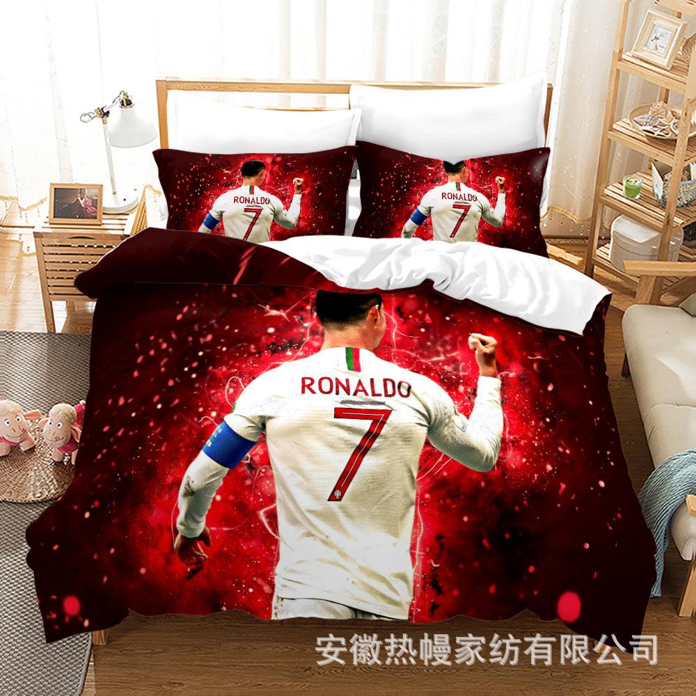 3D Three-Piece Size Football Quilt Cover Quilt Cover Home Textile