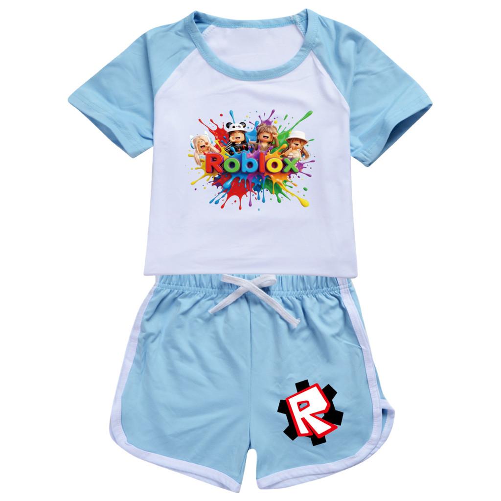 5575 Multi-color Kids Boys Girls Roblox T-shirt Shorts Top Pants Sport Clothes Set