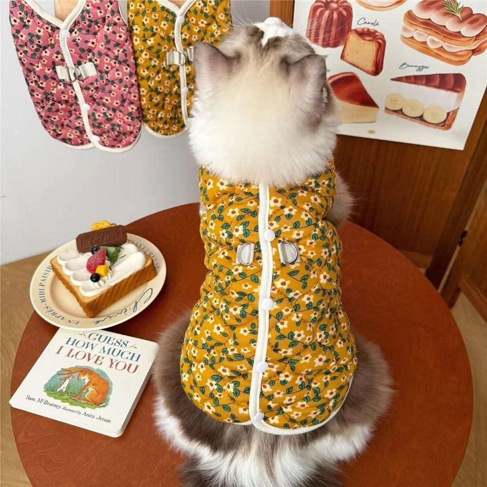 Warm Cozy Dog Vest Floral Kitten Apparel New Cat Clothes Autumn Winter
