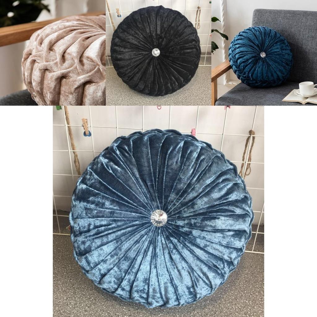 Luxurious Round Velvet Pumpkin Cushion With Charming Pleated Design And Soft Touch
