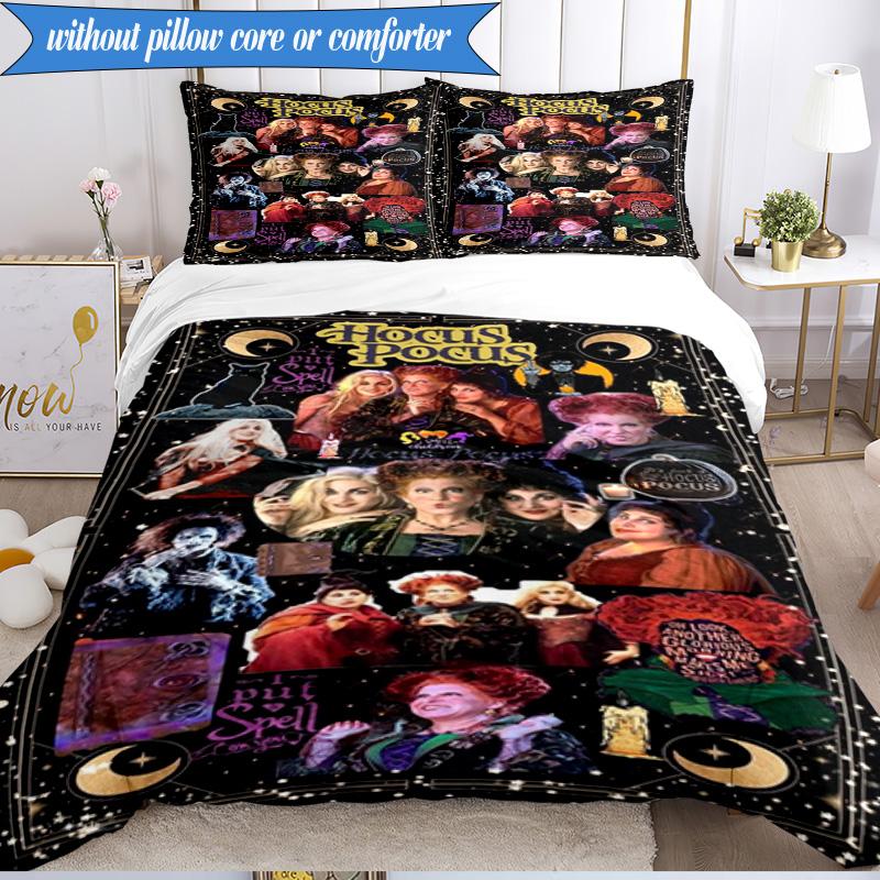 Halloween witches 3pcs K-pop music group Bedding set,Ideal for Bedroom, Dormitory,Including Duvet Cover And 2pcs Pillowcases,Fan gifts