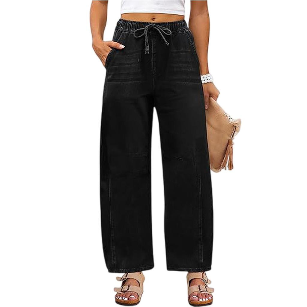 Women's Mid- Stretch Jeans Fashion Straight Leg Denim Pants With Pockets