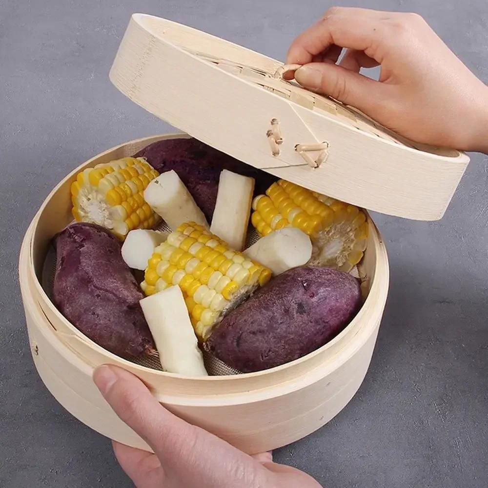 Bamboo Steamer Basket with Lid Dumpling Steamer Basket Kitchen Chinese Bamboo Steamer for Cooking Bao Buns Steam Basket