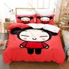 Kawaii Pucca Character Print Duvet Cover + 2 Pillowcases, Cozy Microfiber Bedding Set Perfect as Surprise Gift Anime Enthusiasts