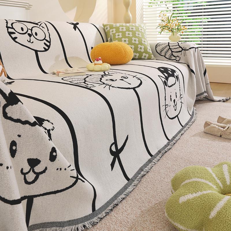 

sofa cover cloth towel anti-cat scratch all-season sofa cushion integrated non-slip backrest towel dust cover 90*90cm