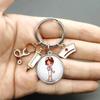 Paint Fashion Creative Nurse Medical Syringe Stethoscope Image Keychain Glass Suitable Nurses and Doctors Key Ring Pendant Gift