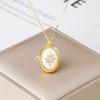 Hot-Selling Enamel Art Oval Photo Box Pendant Necklace Personalized for Men Women Daily Party Zircon Crystal Jewelry Neck Gift