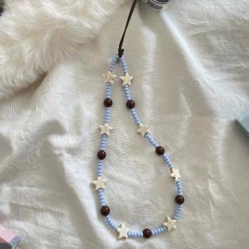 Fashion Pearl Love Bow Beaded Phone Chain Lanyard Jewelry for Women Sweet Five Pointed Star Non Slip Phone Case Rope Accessories