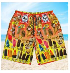 2025 Sweet Ice Cream Printed Men s Beach Shorts 3D Printed Summer Hawaiian Holiday Pants Beach Pants S