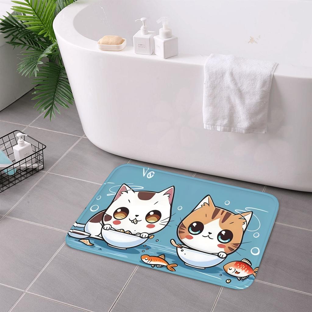 1PC Whimsical Catfish Kitchen Rug Non-Slip Door Mat Pop design Bathroom Rug Bath Mat Carpet for Home Sink Laundry Decoreeree