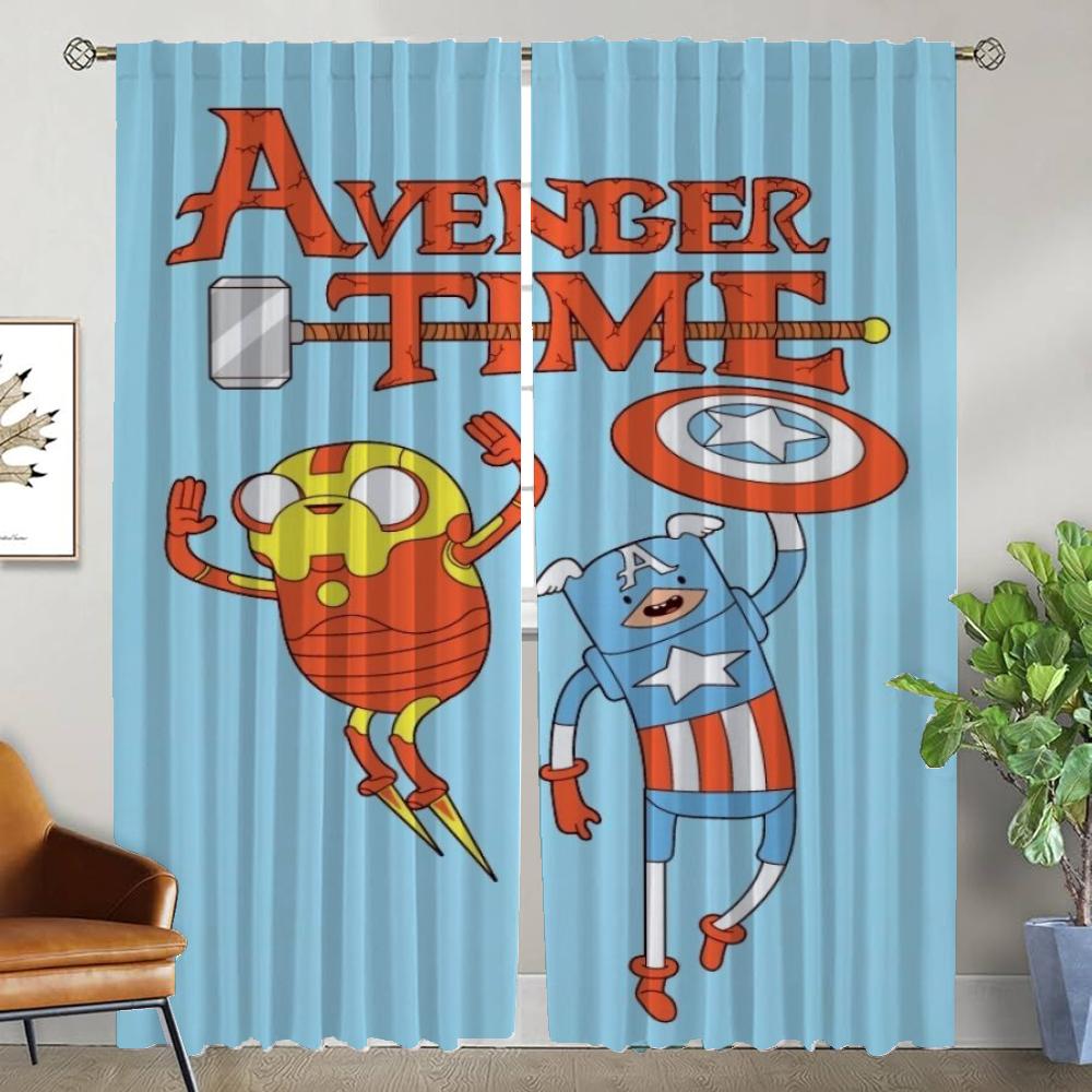 Adventures Time Blackout Curtain for Room 2 Panel Tulle for Bedroom Halloween Decoration Anti-mosquito Curtains 2 Pieces Shades