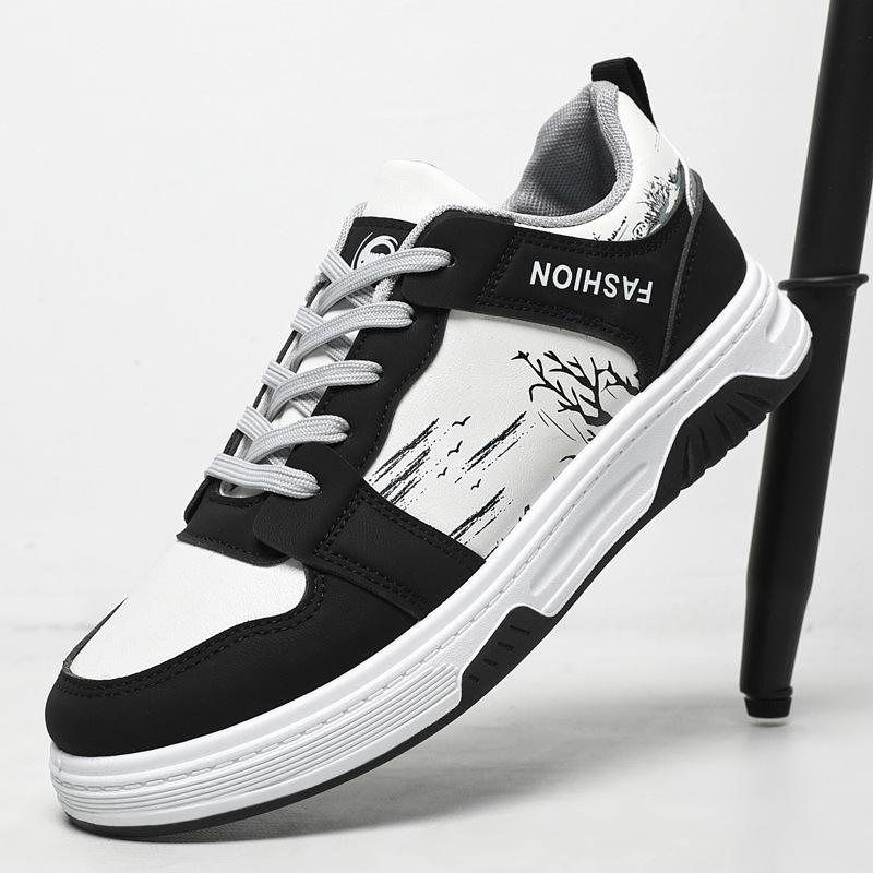 

Мужская обувь весна новая кожаная мужская обувь для скейтборда повседневная универсальная удобная нескользящая студенческая повседневная обувь тренд маленькие красные туфли 44 чёрный