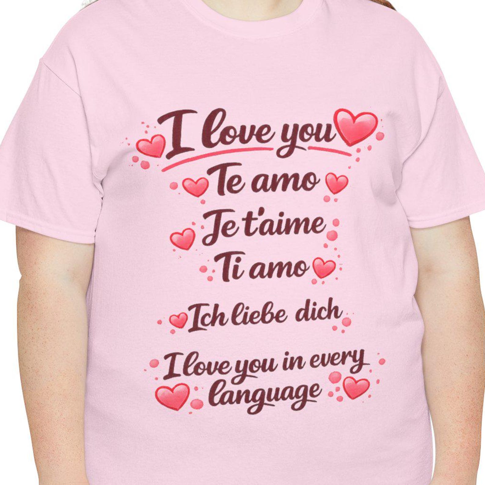 I Love You in Every Language Tee | Multilingual Love Shirt, Heart Design 4XL