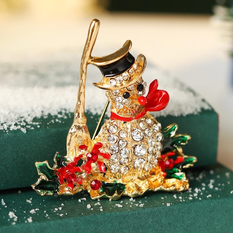 Hot Sale Cartoon Brooch Creative Design Diamond Festival Tree Ping An Fruit Cane Holiday Christmas Brooch