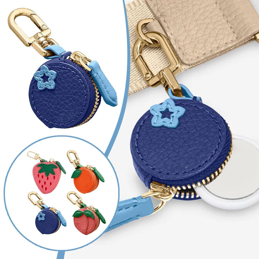 Cute Mini Strawberry PU Leather Coin Purse Key Chain Practical Mini Fruit Shape Pendant Sweet Backpack Ornaments