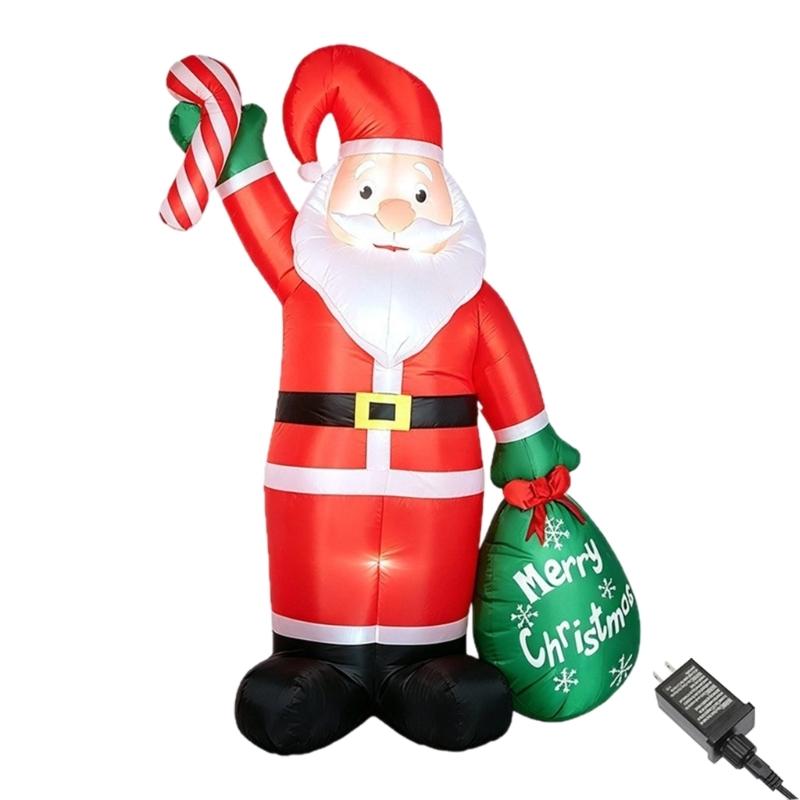Inflatable Santa Christmas Decoration with Internal LED Lighting, Polyester Fabric, and Blower for Indoor and Outdoor Holiday Displays