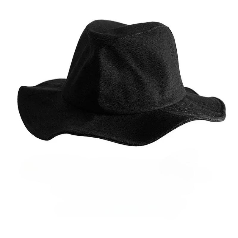 

Japan Designer Big Size Cotton Bucket Hat Man Women Cotton Breathable Wide Brim Sun Hat Beach Party Show Cap Panama XL 60more чорний