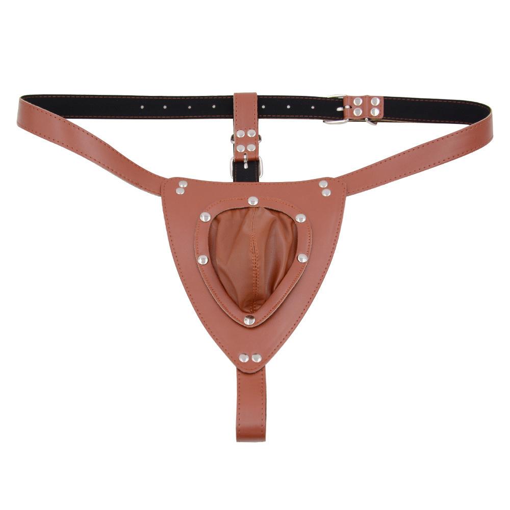 Men's Leather Chastity Underwear Detachable Bird's Nest Binding Sexy SM Toy Sexy Stage Male Slave Binding Training