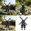 Balcony Pot Display Metal Garden Stake Plaque, Black Mill House Shape Yard Accent with Two Prongs for Flower Section Edges and Outdoor Placement