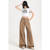 Khaki Wide Legs Denim Jeans Women Casual Versatile Straight Solid Classic Straight Jeans Ladies Clothing Suppliers
