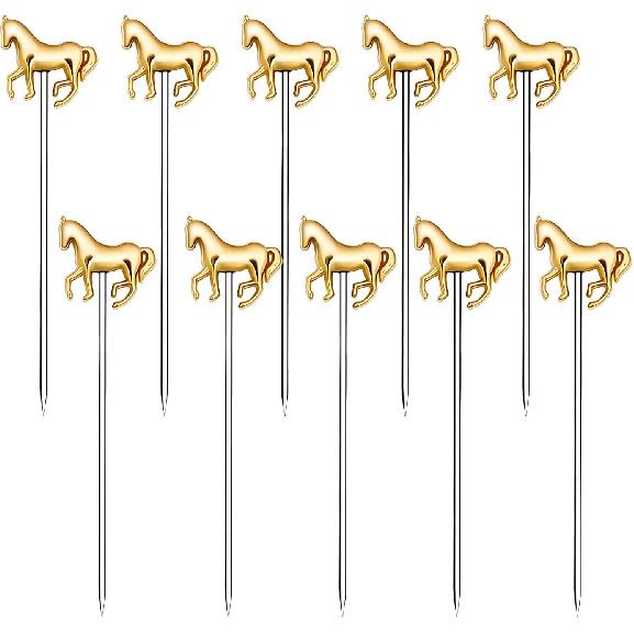 10 PCS Horse Cocktail Picks, Metal Cocktail Picks, Cocktail Skewers for Drinks, Martini Toothpicks for Appetizers Fruit