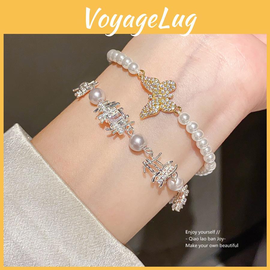 Butterfly Jewelry Bracelet With Zircon And Simulated Pearl For Women Gift Giving