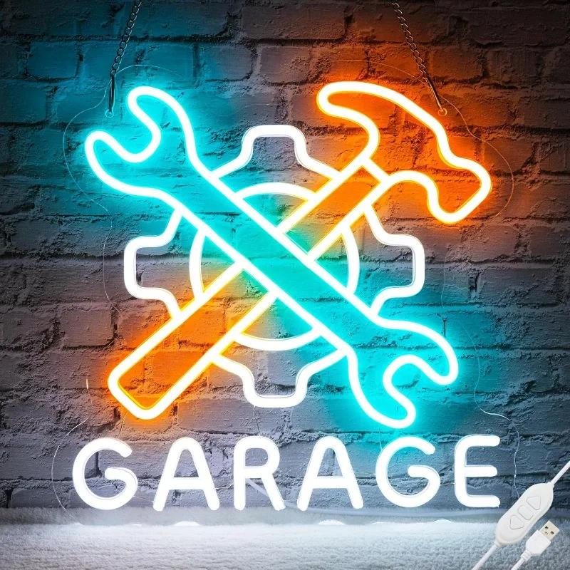 Wrench Garage Neon Man Cave Car LED Sign for Wall Decoration Check Engine Light Car Room Repair Shop Workshop Gift for A Friend