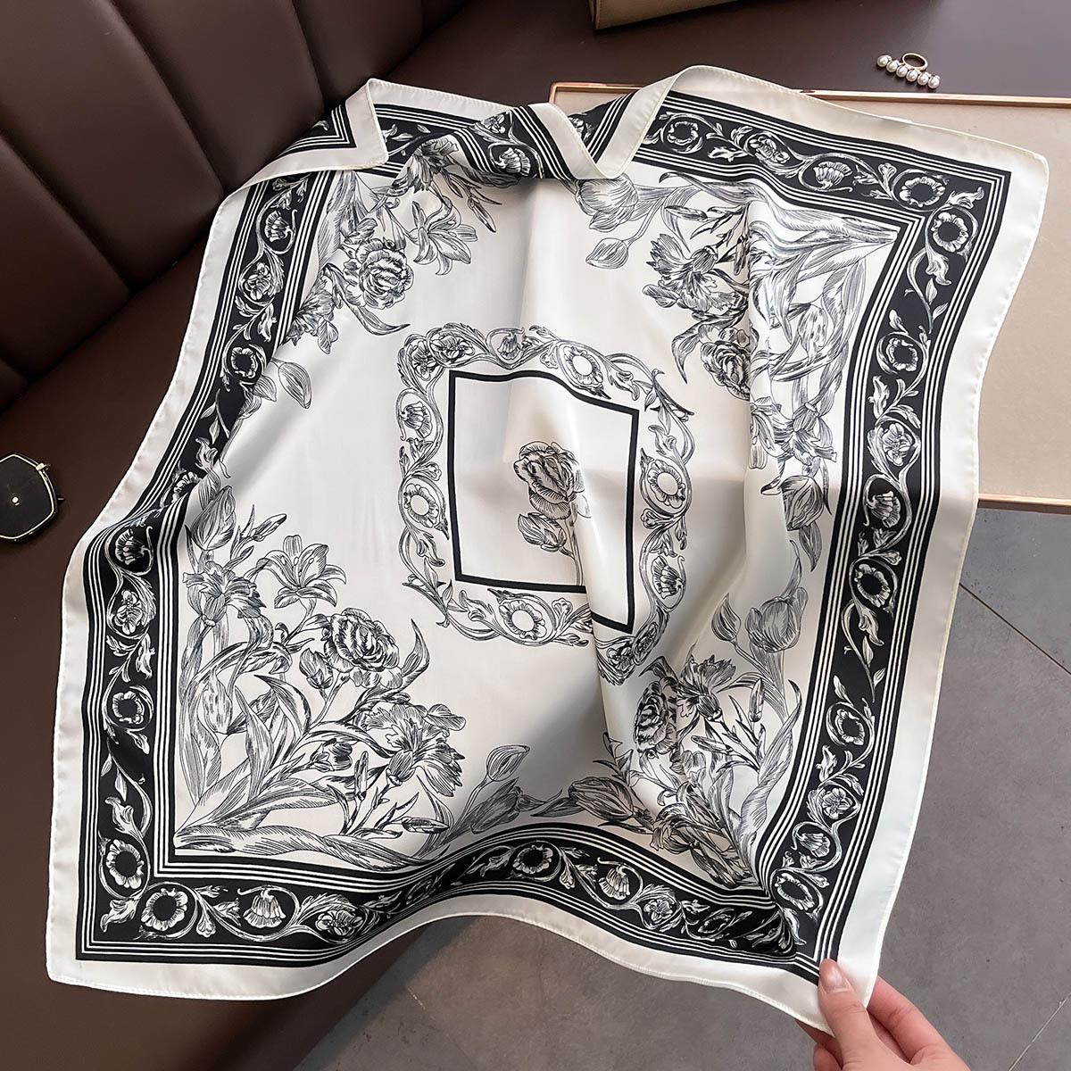 

Роскошный Дизайн Шарф Женский Имитация Шелка Косынка Повязки для Волос Фуляр Женские Шали Палантины Лента Квадратные Банданы 70x70cm