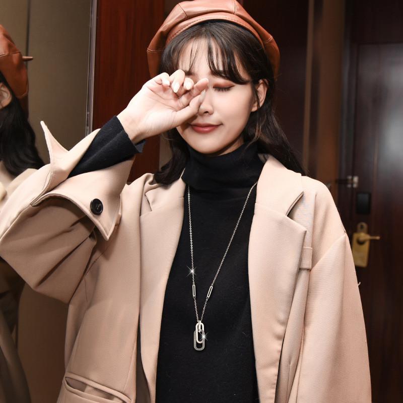 Trendy Korean Fashion Geometric Necklace Ideal For Autumn And Winter Outfits