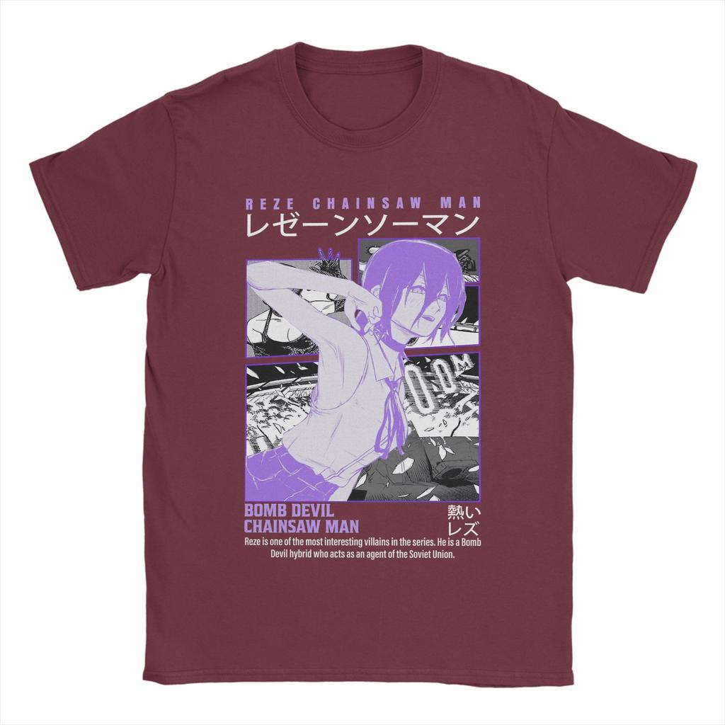Chainsaw Man Reze Movie Devil Mens T Shirt  Novelty Tee Shirt Short Sleeve Crew Neck TShirt Cotton Birthday Present Tops