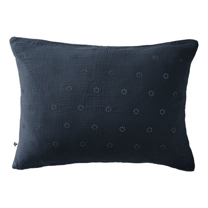 Taie d'oreiller Brodée Déco "Gaïa Boho" 60 x 60 cm &amp; 50 x 70 cm "Gaze de Coton" - Gaïa Boho Minuit - 50 x 70 cm
