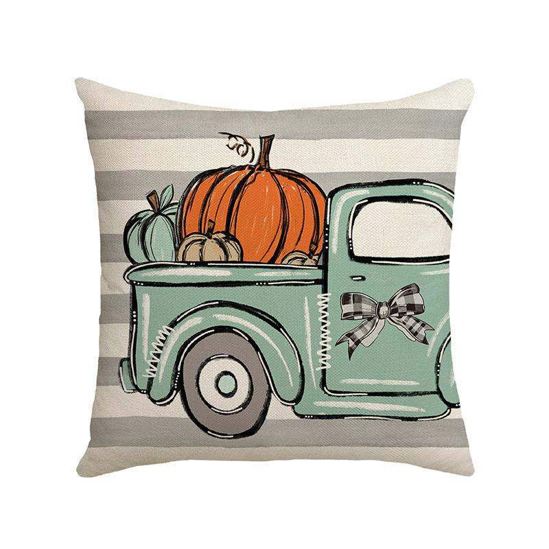 Linen Pumpkin Truck Party Decoration Throw Pillow Cover Autumn Sofa Bedroom Living Room Printed Cushion Pillow