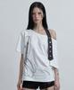 Aejeuyua Belted Halter Off-Shoulder Tee White