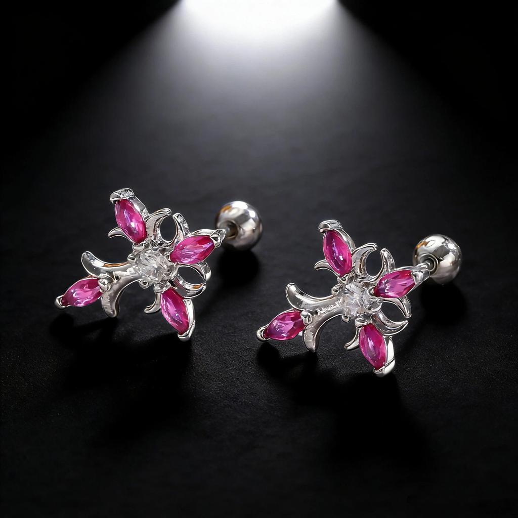 Gothic Rhinestone Cross Dangle Earrings for Women - European and American Style