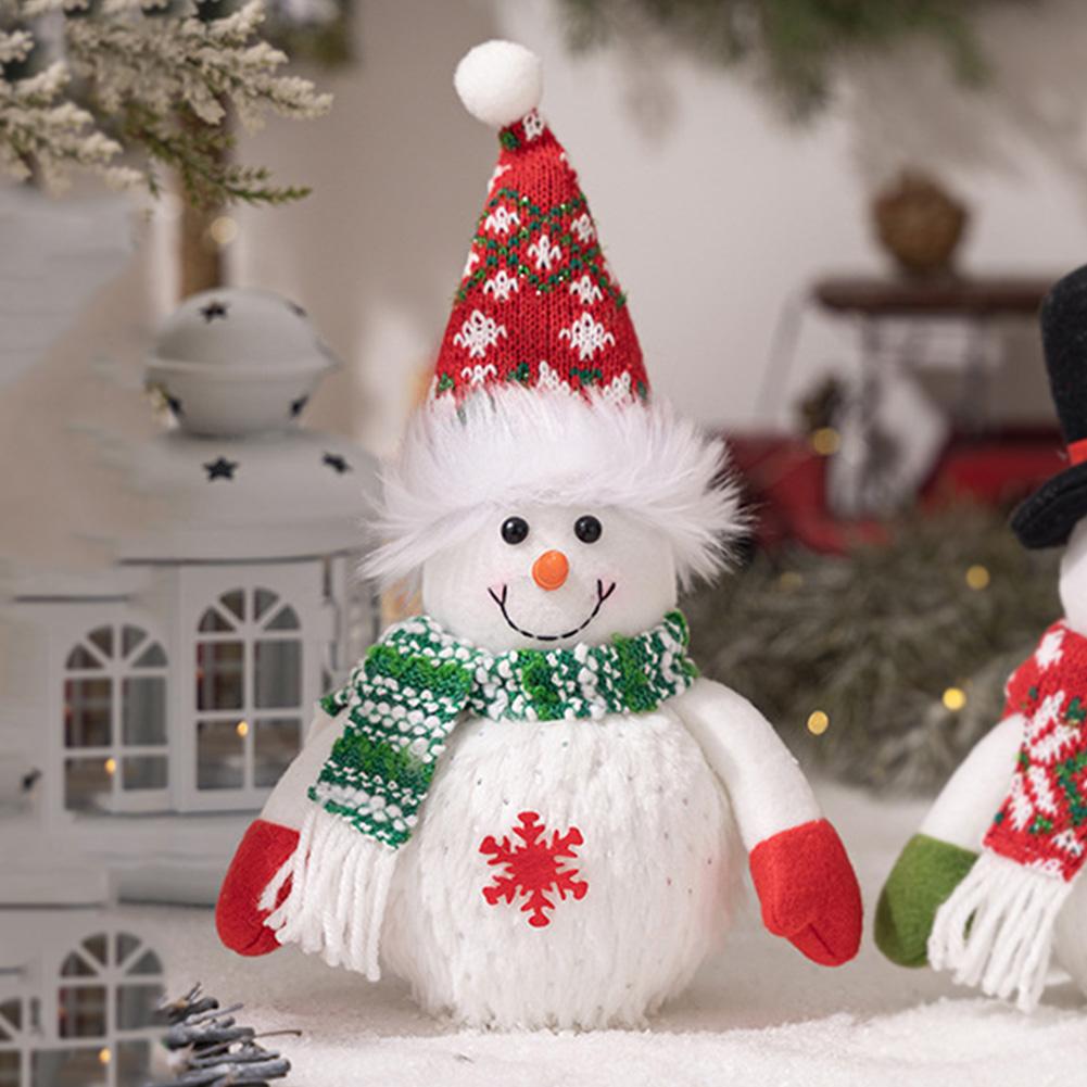LED Light Snowman Doll Luminous Snowman Decor Battery Operated Glowing Plush Snowman Cute Light Up Ornaments for Tabletop