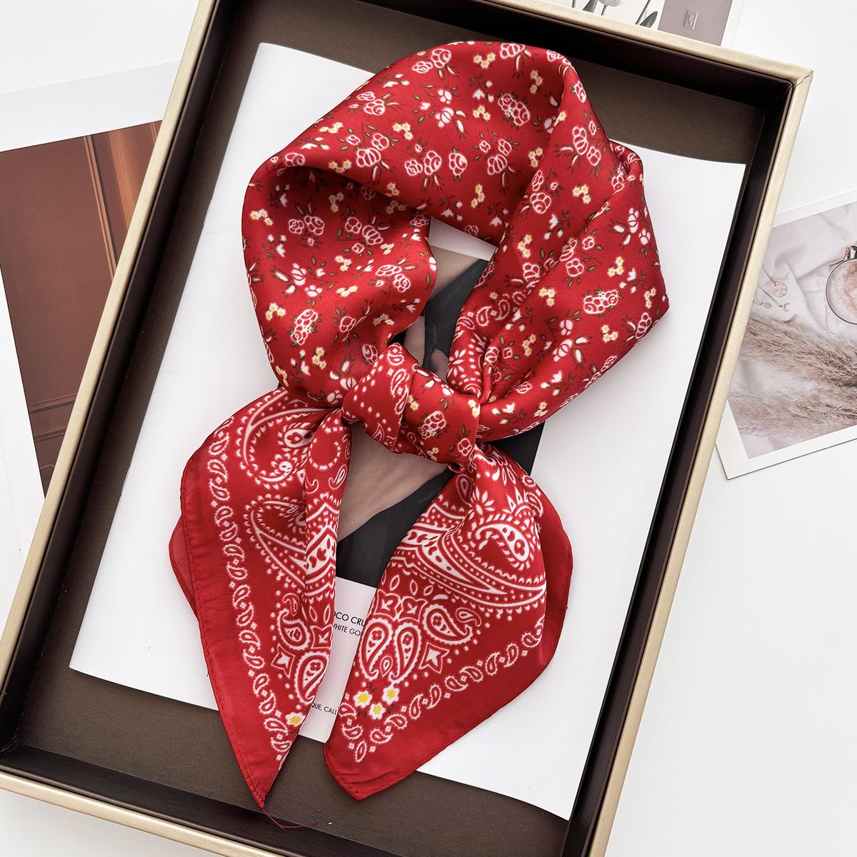

Luxury Design Print Square Scarf Women Soft Hairband Neckerchief Hijab Headband Foulard Bag Ribbons Gift 70*70cm Bandanas