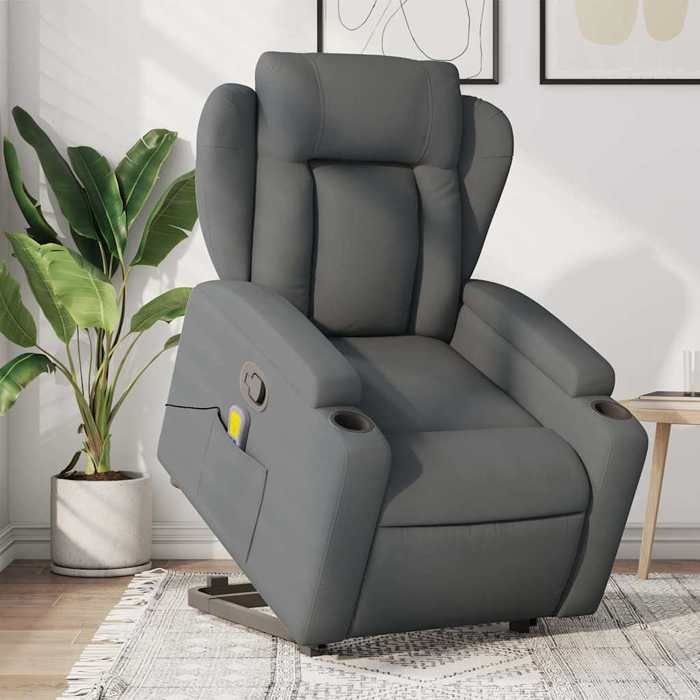 VidaXL Reclining Massage Armchair Dark Grey Fabric 3204495