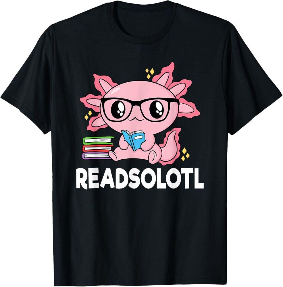 Readsolotl Pink Kawaii Axolotl Book Lover Funny Reading T-Shirt
