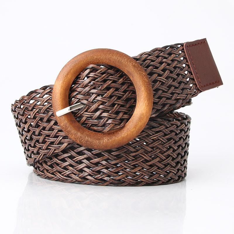 Ethnic Inspired Womens Pu Waist Belt With Wooden Closure For Festival And Daily Casuals