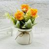 With Pots 3Rose Flower Artificial Potted Plant Miniscape Realistic Fake False Plants Vibrant Color Simulated Potted Plant