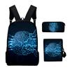 Stile Classico Novità Tecnologia Stampa 3D 3pz/Set pupilla Zaini Scolastici Zaino Daypack per Laptop Borsa a spalla inclinata Astuccio