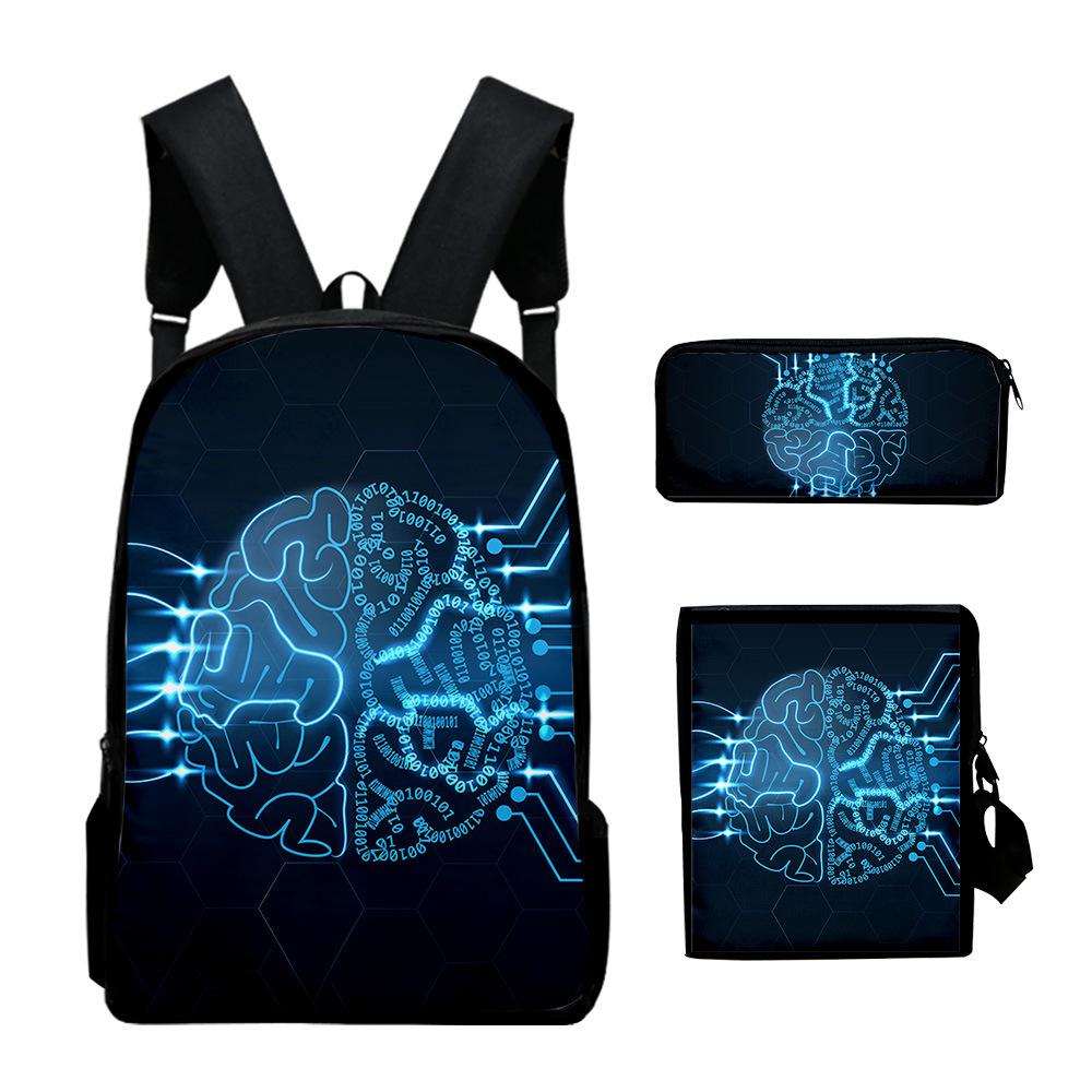 Stile Classico Novità Tecnologia Stampa 3D 3pz/Set pupilla Zaini Scolastici Zaino Daypack per Laptop Borsa a spalla inclinata Astuccio