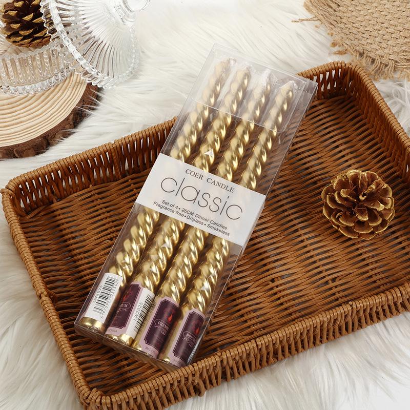 European Style Long Pole Colorful Threaded Candle Holder Candle Home Romantic Candlelight Dinner Decoration Wedding Birthday Candle