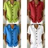 Spring Bohemian Style Short Sleeve Shirt With Padded Patching For Casual Office Wear