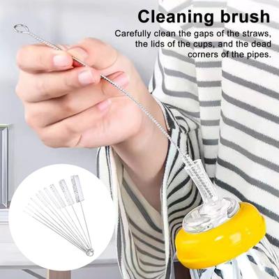 10Pcs Cleaning Brush Set Full Size Straws Narrow Gaps Deep Cleaning Brush Nylon Bristles Spiral Shaft Cleaning Tool